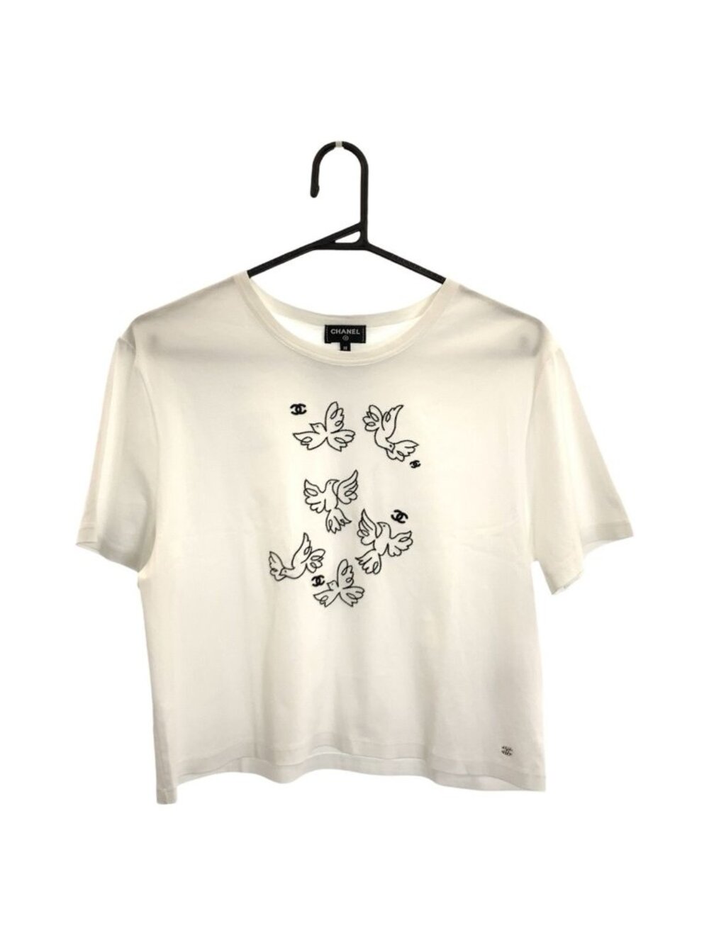 Chanel Cruise Collection Jean Cocteau White Cotton Short Sleeve T-Shirt Crew